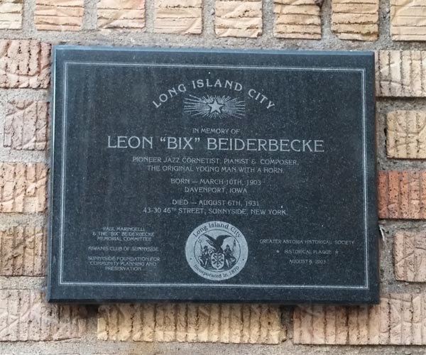 Bix Beiderbecke plaque